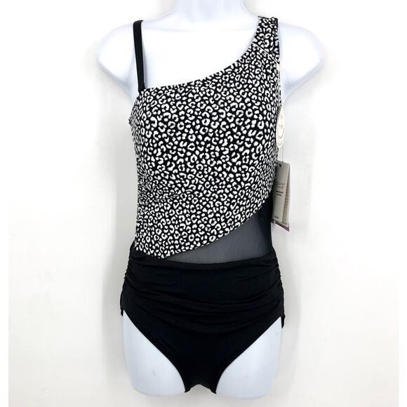 CONTOURS COCO REEF Suraya One-Piece Swimsuit Size 8 32C Black White Cheetah NWT - Picture 3 of 14